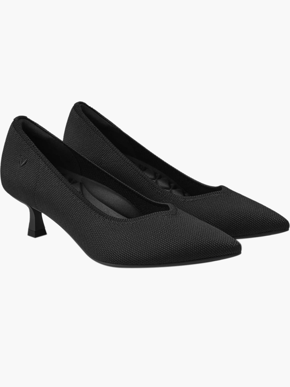 Viviana Anna Black Pointed Toe Kitten Heel Pumps